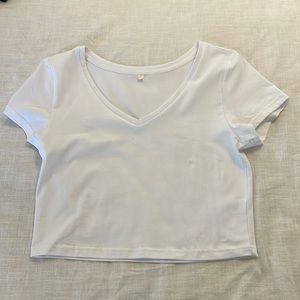 White V neck crop top